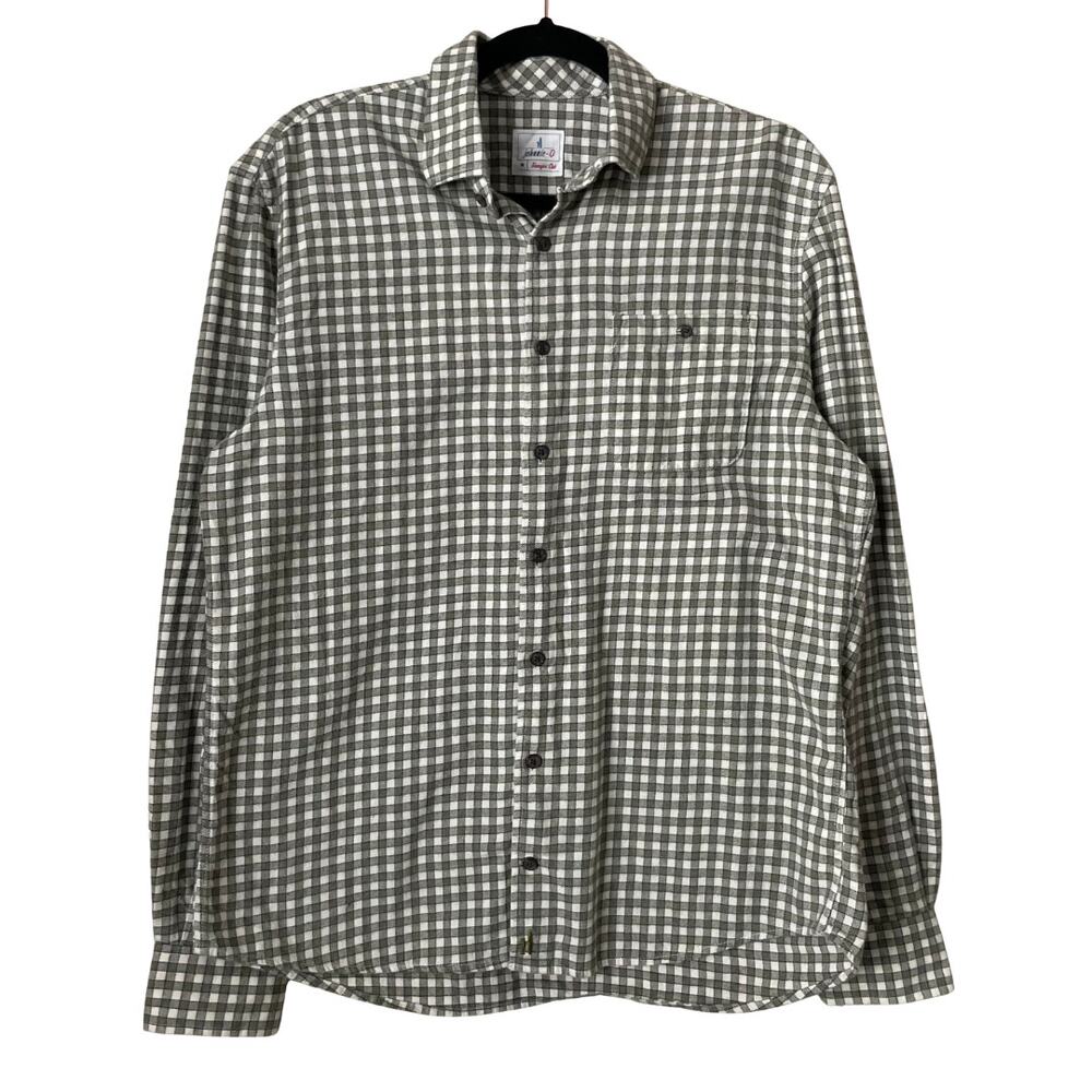 Johnnie-O Shirt Men Medium Green Hyat Hangin' Out Gingham Cotton Flannel Western